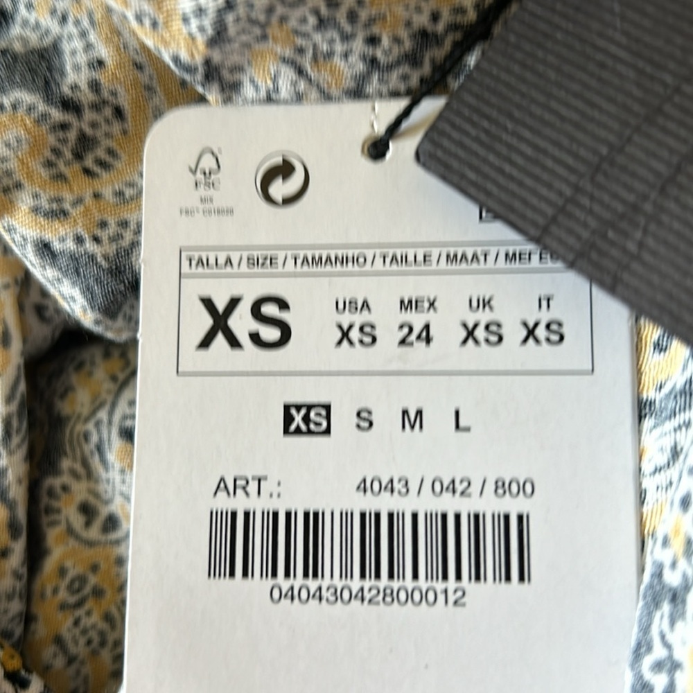 New Zara Women Blouse XS Paisley Zipper Detail - Picture 6 of 7